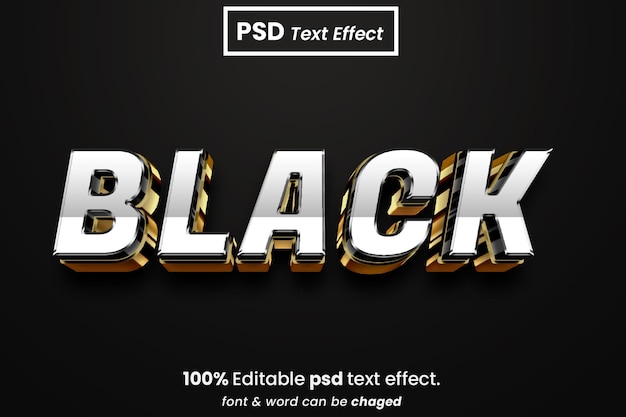 Black 3d editable text effect