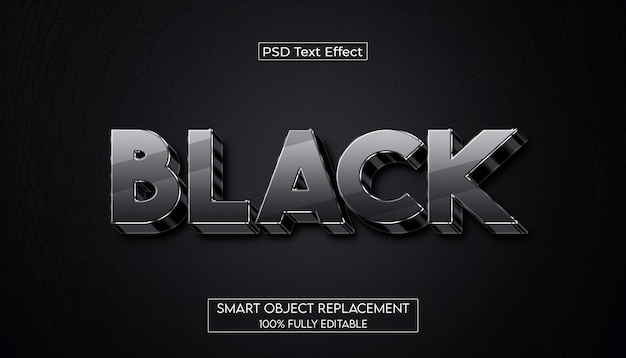 Black 3D Glossy Text Effect for Social Media