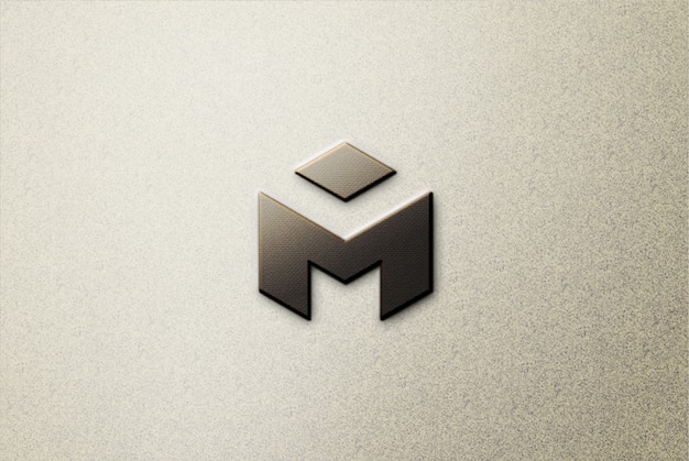 Logo nero 3d mockup su calcestruzzo