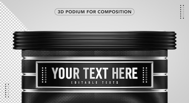 PSD black 3d podium for composition