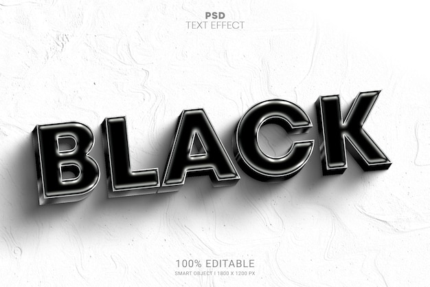 Black 3d psd editable text effect design