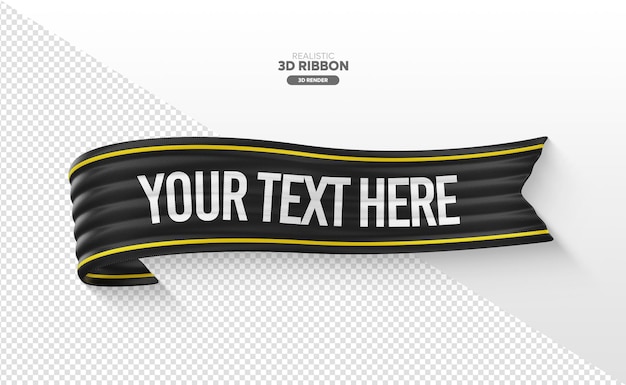 PSD black 3d ribbon isolated