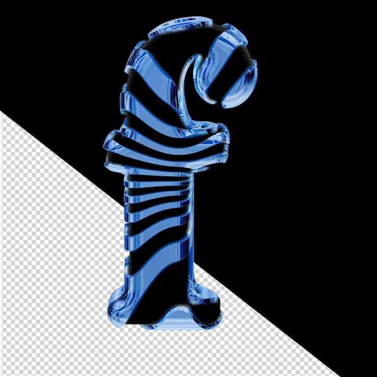 PSD black 3d symbol with blue ice straps letter f
