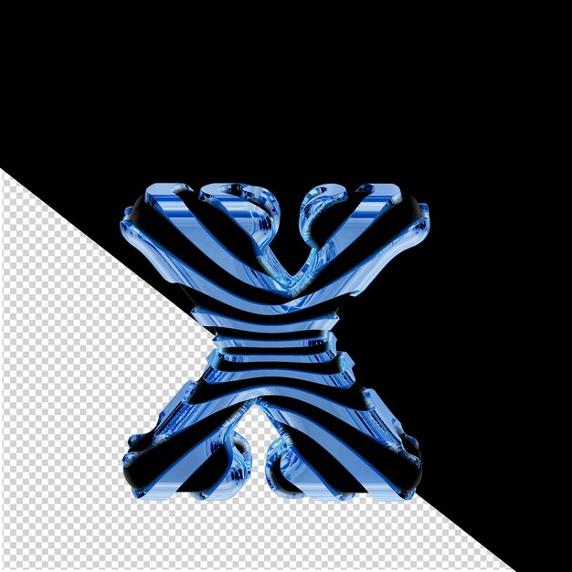 Black 3d symbol with blue ice straps letter x