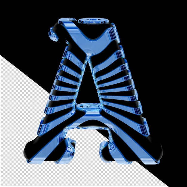 PSD black 3d symbol with blue ice straps letter a