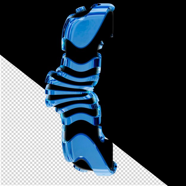 black 3d symbol with blue ice straps