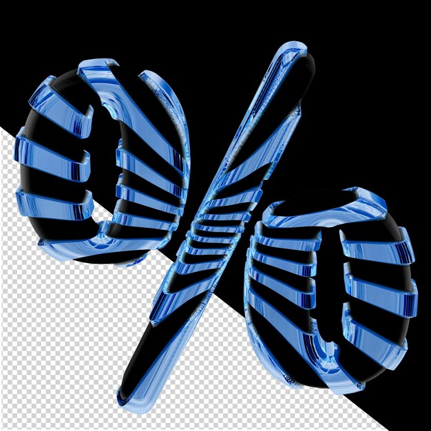 PSD black 3d symbol with blue ice straps