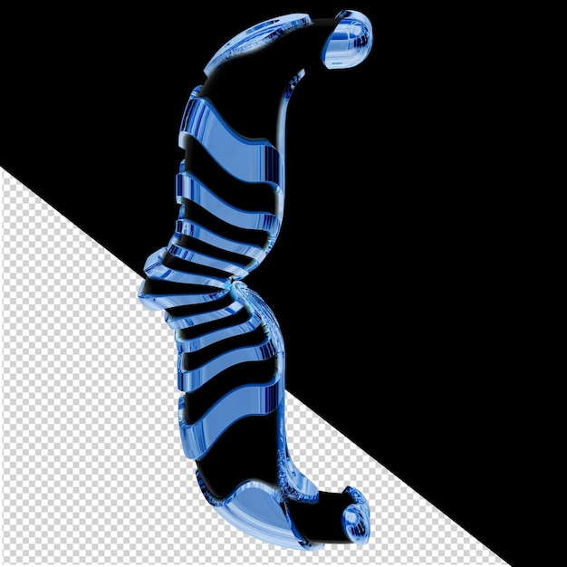 black 3d symbol with blue ice straps