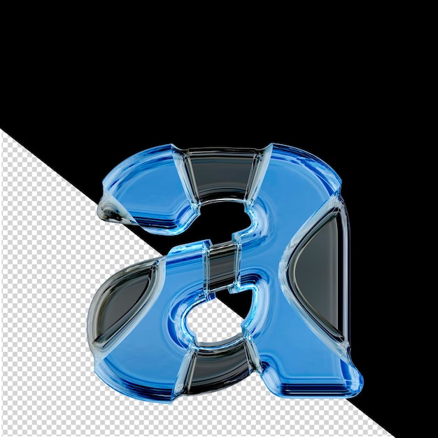 Black 3d symbol with blue inlays letter a