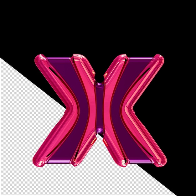 PSD 분홍색 수직 스트랩 문자 x가 있는 검정색 3d 기호
