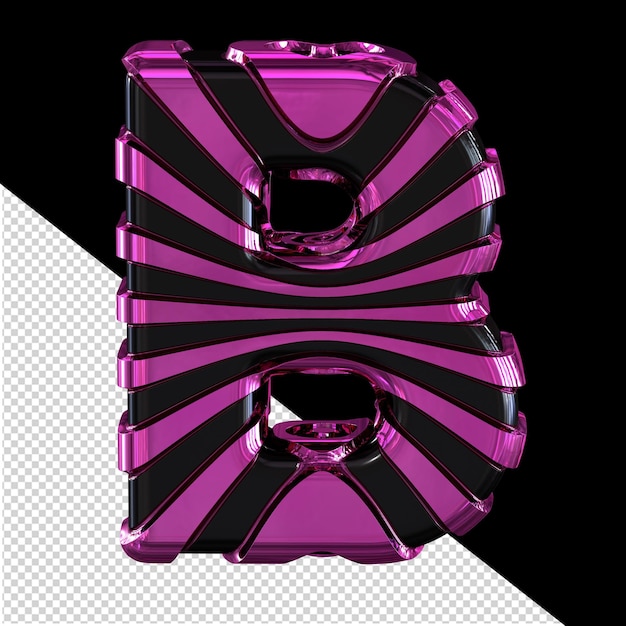 Black 3d symbol with purple straps letter b