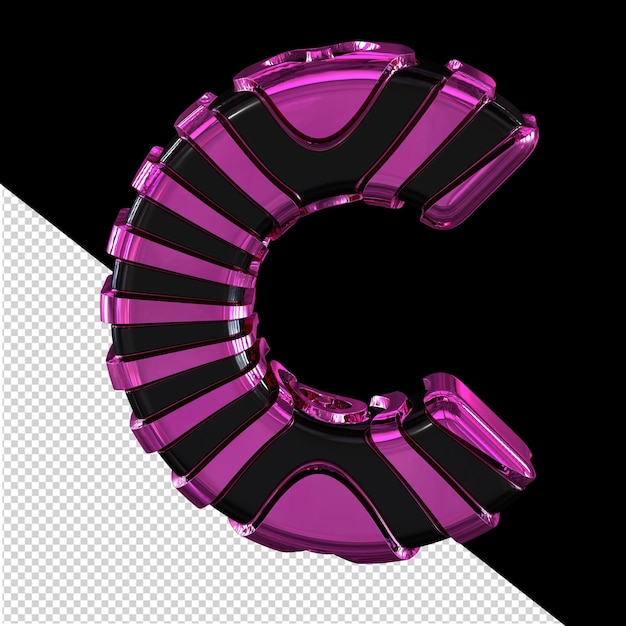紫のストラップ文字 c と黒の 3 d シンボル