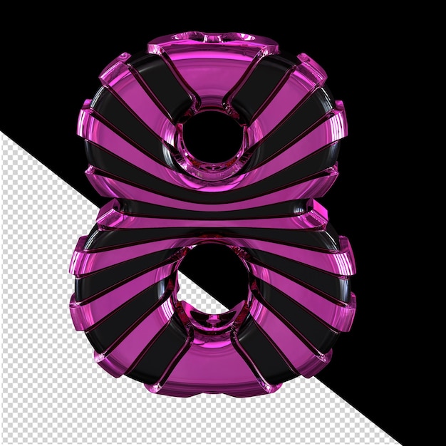 Black 3d symbol with purple straps number 8