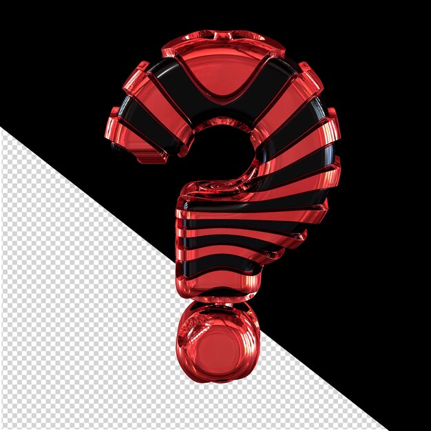 PSD Черный 3d-символ с красными ремешками