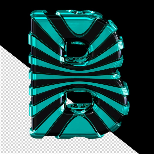 PSD black 3d symbol with turquoise straps letter b