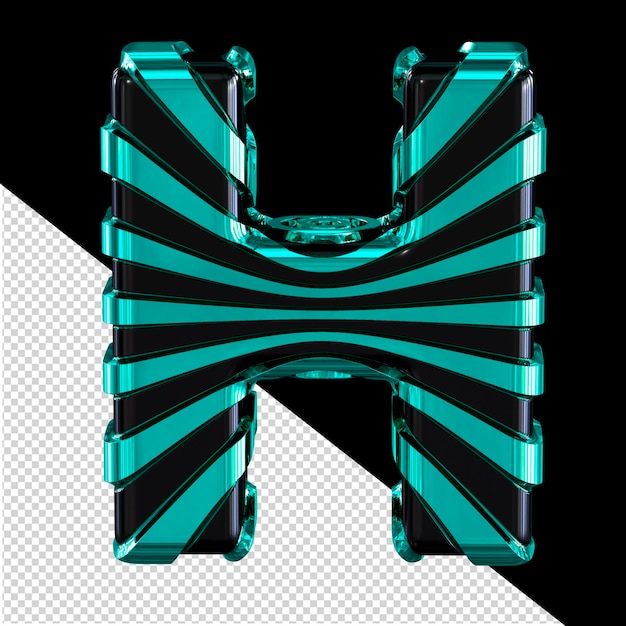 Black 3d symbol with turquoise straps letter h