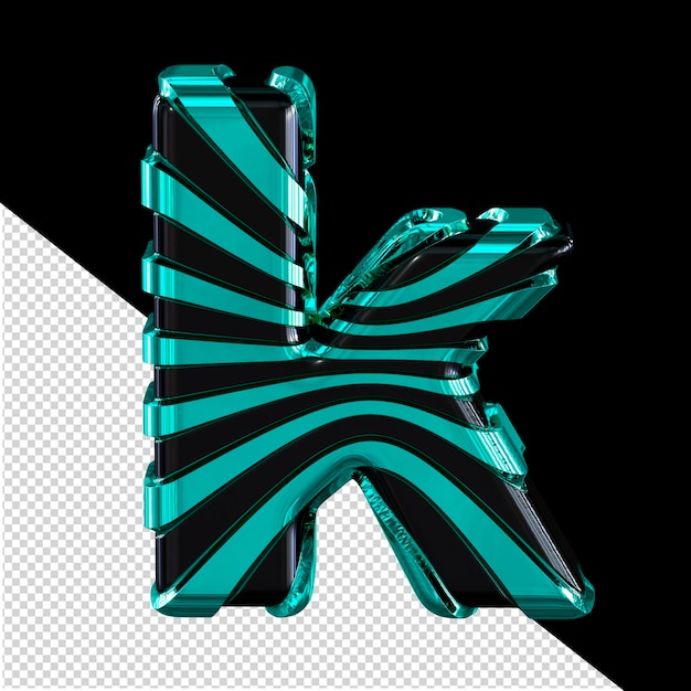 PSD black 3d symbol with turquoise straps letter k