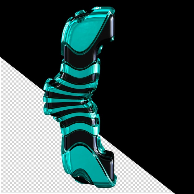 PSD black 3d symbol with turquoise straps