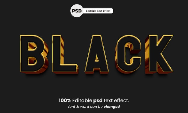 Black 3d text effect editable psd text effect