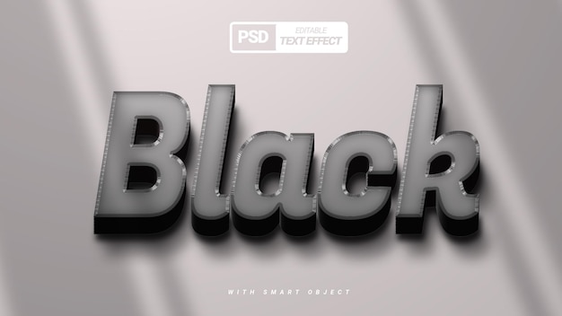 Black 3d text effect editable template design