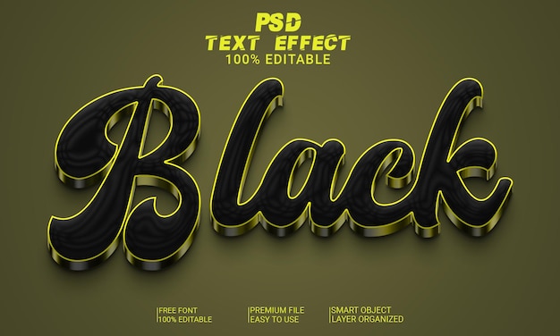 블랙 3D 텍스트 효과 PSD 파일