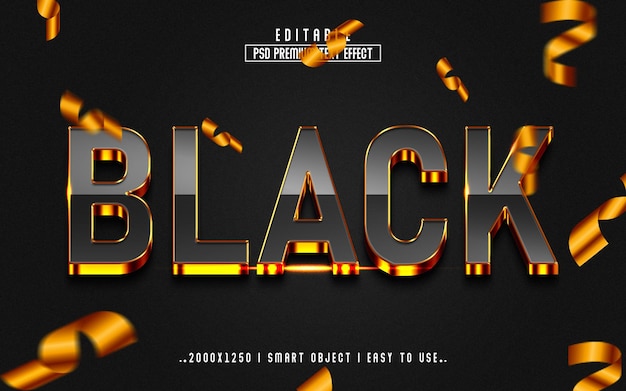 Black 3d text effect style