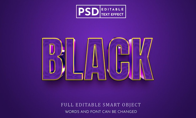 PSD black 3d text style effect psd with premium background