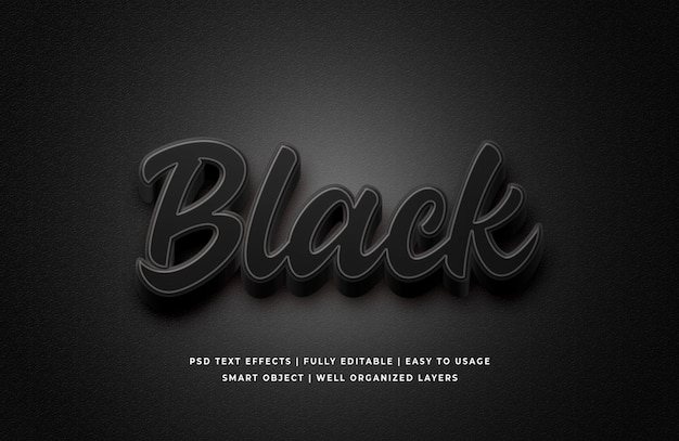 Black 3d Text Style Effect