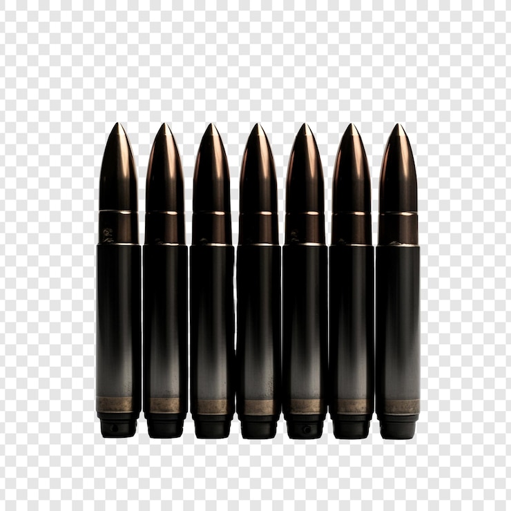 PSD black ammunition in 5 56 mm isolated on transparent background