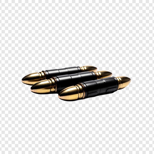 Black ammunition in 5 56 mm isolated on transparent background