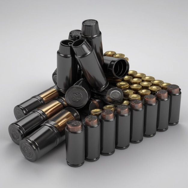 PSD black ammunition psd on a white background