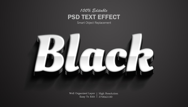 PSD 黒と白の編集可能なpsdテキスト効果