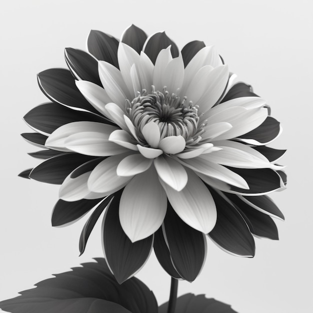 PSD Черно-белый цветок psd на белом фоне