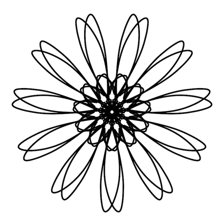 PSD black and white geometric flower design