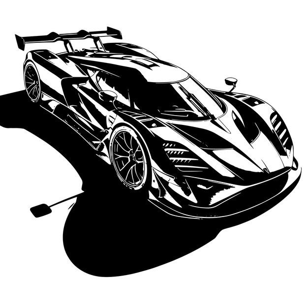 PSD ハイパーカースポーツカーの黒と白のイラスト