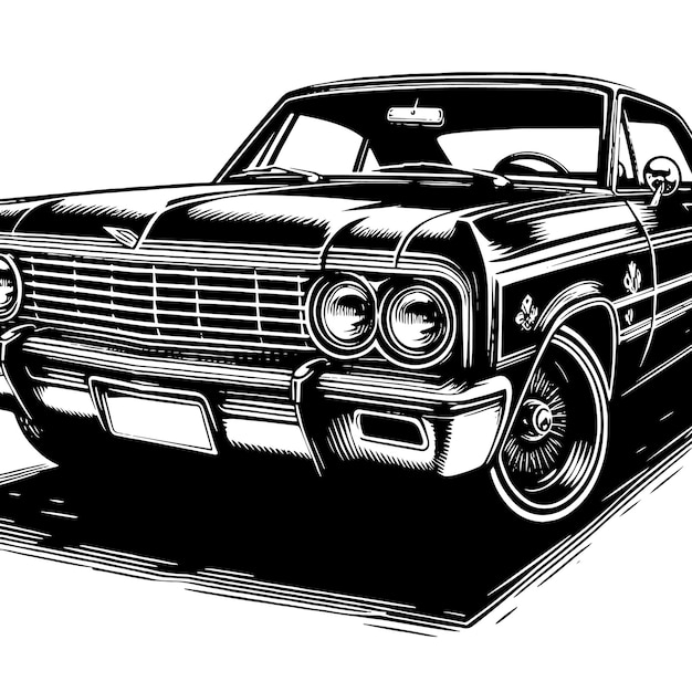 PSD Черно-белая иллюстрация спортивного автомобиля hypercar
