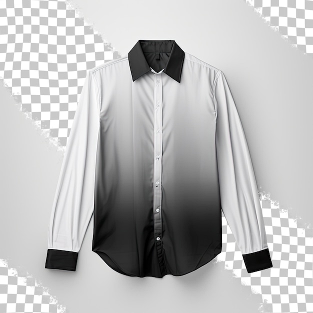 PSD Черно-белая мужская рубашка с длинными рукавами и прозрачным фоном
