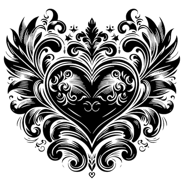 PSD 흑백 심장의 실루 사랑의 상징