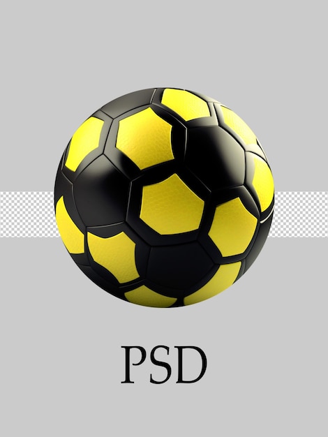 PSD 투명한 배경에 검은색과 노란색 3d 미래형 축구공