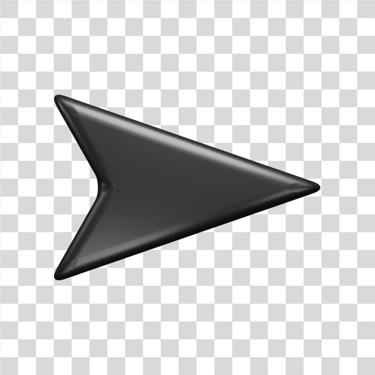 black arrow on a transparent background with a shadow