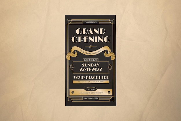 black art deco grand opening instagarm story