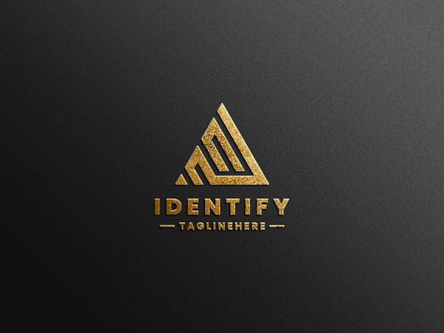 Black background luxury logo mockup with golden effect