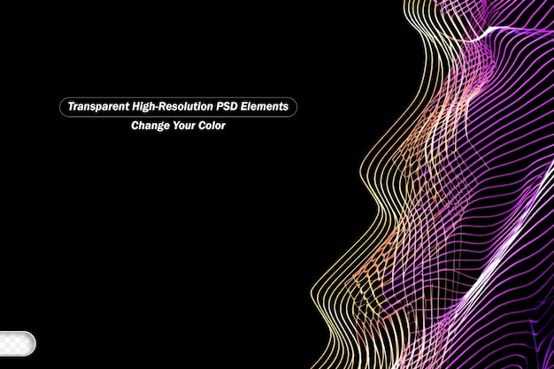 PSD black background with abstract lines in magenta yellow gradient and cyan green gradient