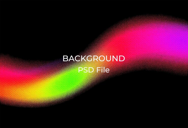 PSD a black background with a colorful image of a rainbow colored line