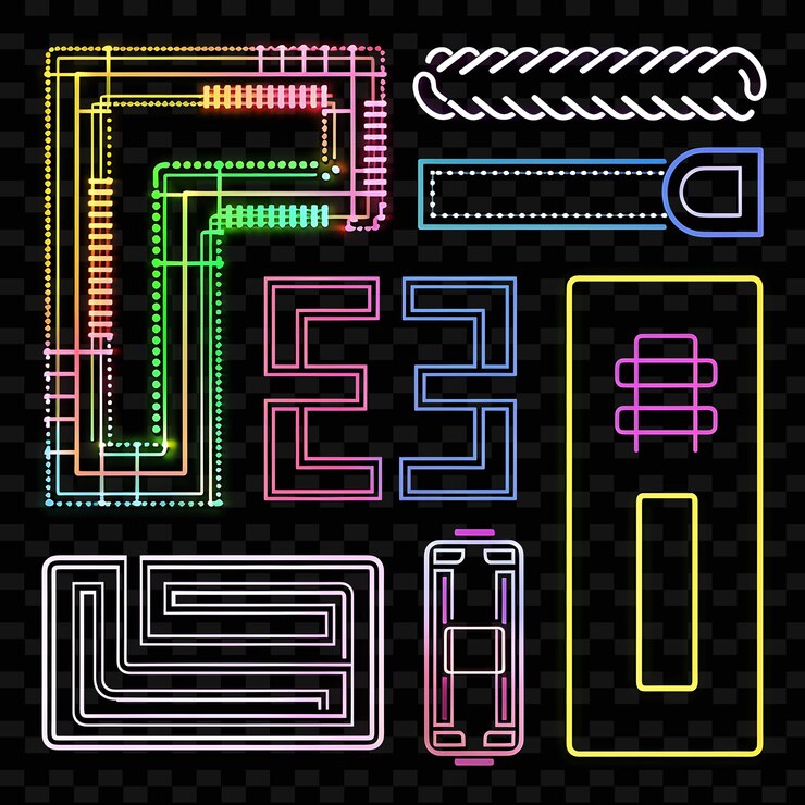 PSD a black background with a colorful neon sign that says  e