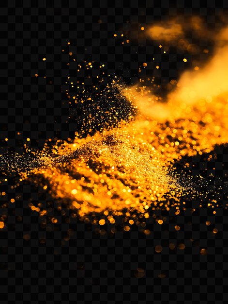 PSD a black background with a gold glitter and orange glow