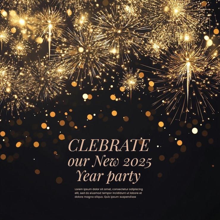 PSD a black background with happy new year 2025 silvester background banner panorama long sparklers f