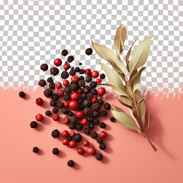 PSD black background with pepper bay leaves and plant elements