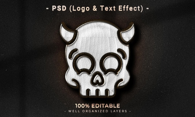 PSD a black background with a skull and horns and the words psd on it