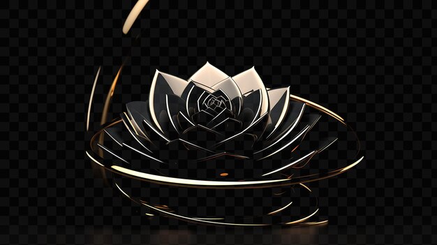 PSD a black background with a white lotus flower in it